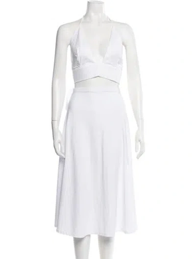Pre-owned Kalita Halterneck Sleeveless Crop Top In White