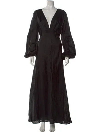 Pre-owned Kalita Linen Long Dress In Black