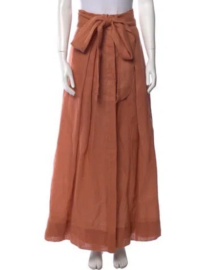 Pre-owned Kalita Linen Long Skirt In Orange