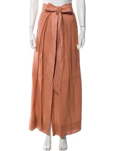 Pre-owned Kalita Linen Long Skirt In Orange