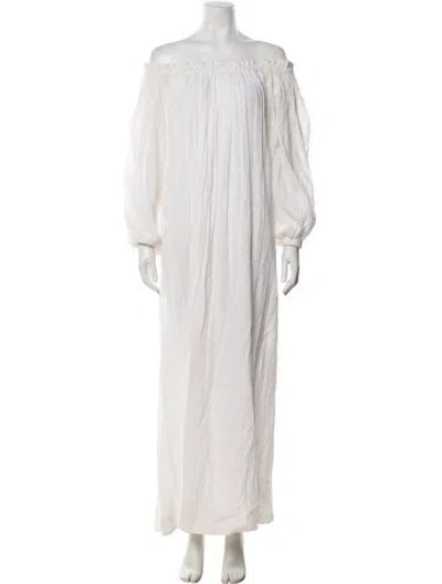 Pre-owned Kalita Off-the-shoulder Long Dress In White