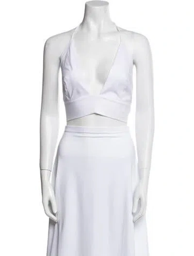 Pre-owned Kalita Plunge Neckline Sleeveless Crop Top In White