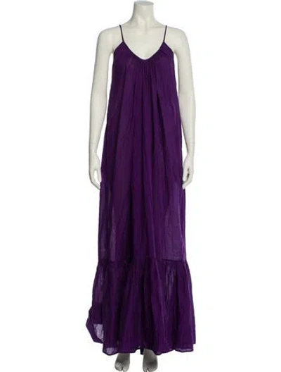 Pre-owned Kalita Scoop Neck Long Dress In Purple