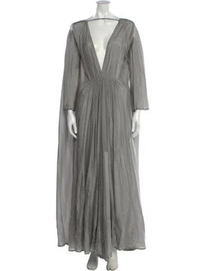 Pre-owned Kalita Silk Long Dress In Gray