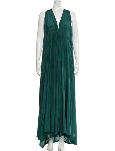 Pre-owned Kalita Silk Long Dress In Green