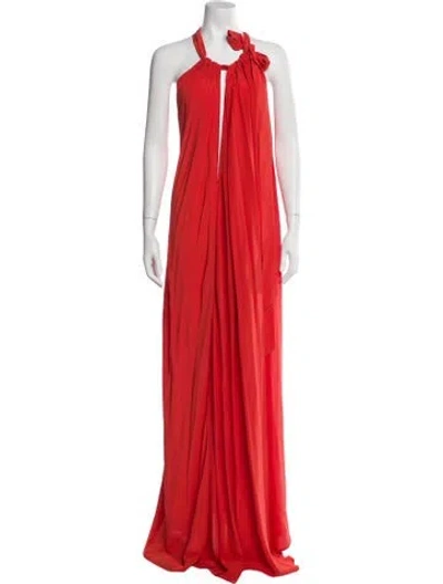 Pre-owned Kalita Silk Long Dress In Orange