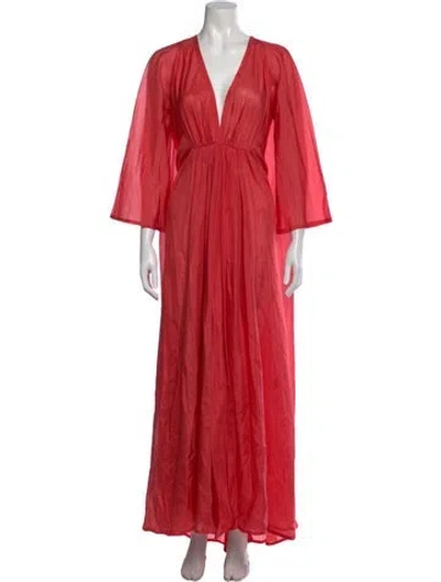 Pre-owned Kalita Silk Long Dress In Red