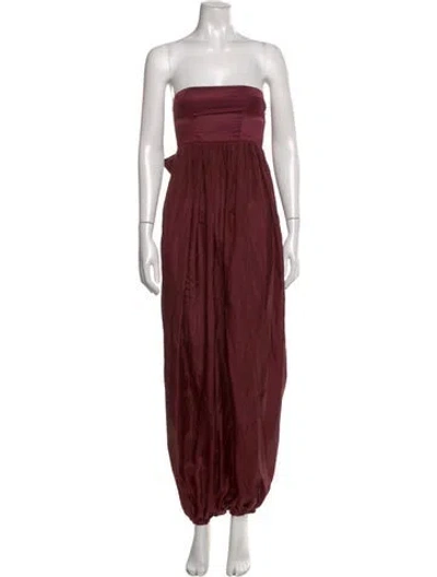 Pre-owned Kalita Strapless Jumpsuit In Burgundy