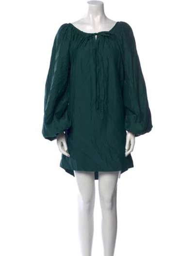 Pre-owned Kalita Tie Neck Mini Dress In Green