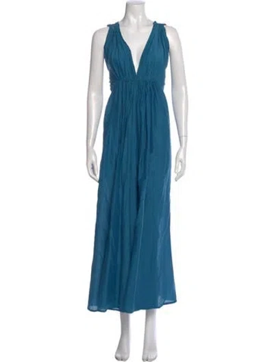 Pre-owned Kalita V-neck Long Dress In Blue