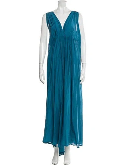 Pre-owned Kalita V-neck Long Dress In Blue