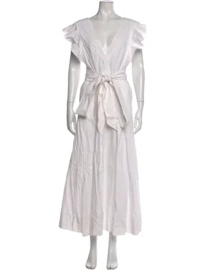 Pre-owned Kalita V-neck Long Dress In White