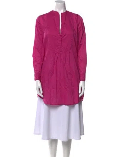 Pre-owned Kalita V-neck Long Sleeve Tunic In Pink