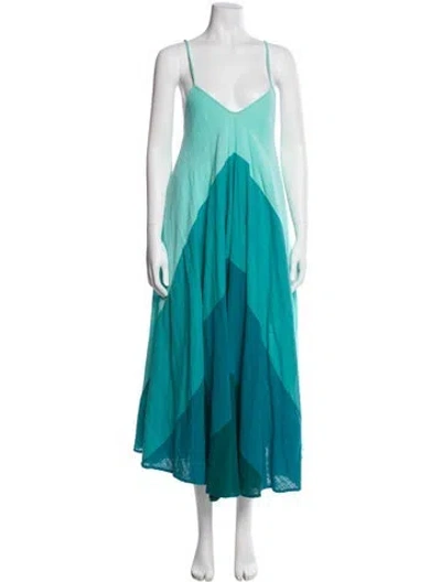 Pre-owned Kalita V-neck Midi Length Dress In Multi