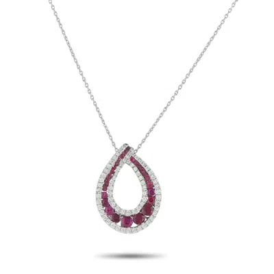 Kallati 18k White Gold 0.45ct Diamond And Ruby Necklace Kl07-072825