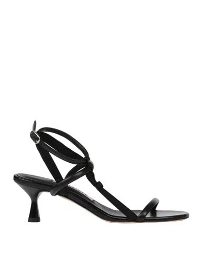 Kallisté Kallistè Woman Sandals Black Size 9 Leather, Textile Fibers In Multi