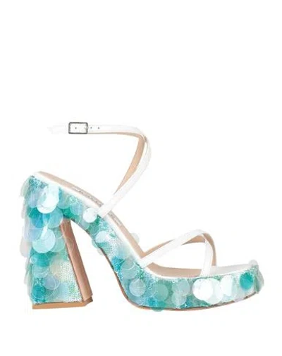 Kallisté Kallistè Woman Sandals Green Size 7 Leather In Blue