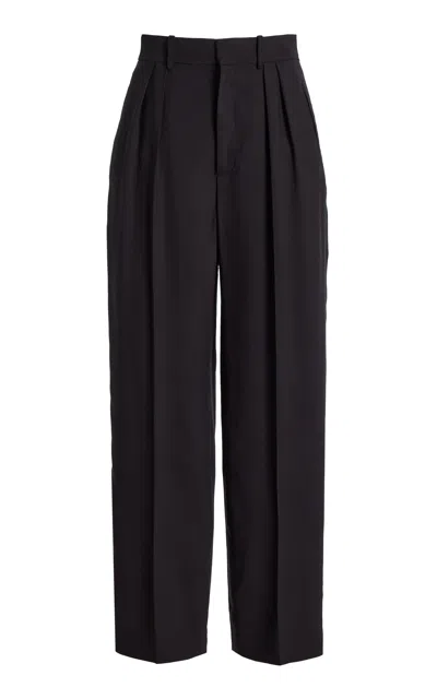 Kallmeyer Aiden Pleated Wide-leg Trousers In Black