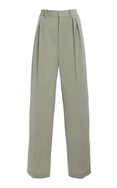 Kallmeyer Aiden Wool-blend Pleated Trousers In Green