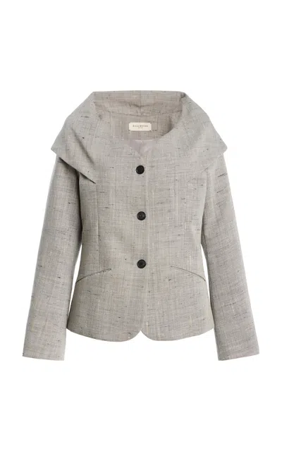 Kallmeyer Ansel Speckled Wool Shawl Blazer In Gray