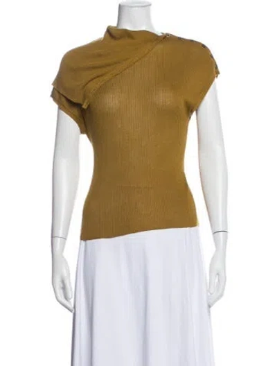 Pre-owned Kallmeyer Asymmetrical Short Sleeve Top In Brown