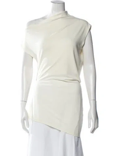 Pre-owned Kallmeyer Asymmetrical Short Sleeve Top In Neutrals