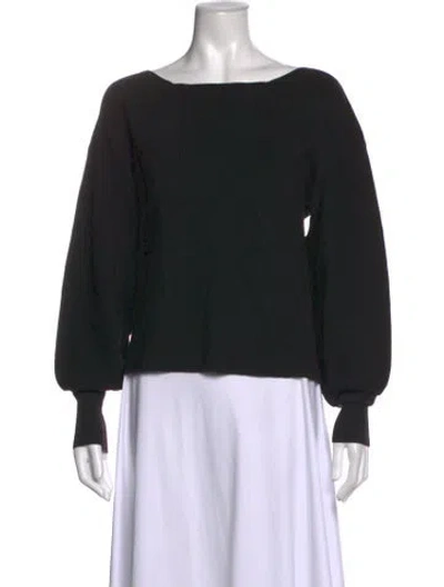 Pre-owned Kallmeyer Bateau Neckline Long Sleeve Top In Black