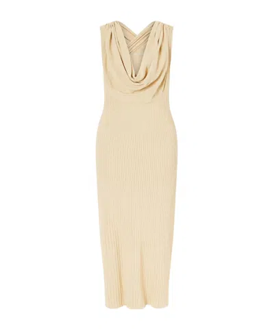 Kallmeyer Ribbed-knit Cotton-blend Midi Dress In Neutral