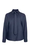 Kallmeyer Billie Tie Wool Top In Blue