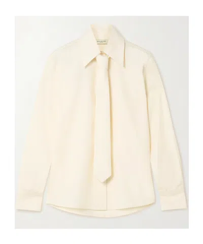 Kallmeyer Billie Tie-detailed Cotton-poplin Shirt In Nude