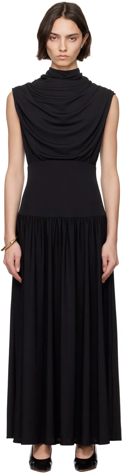 Kallmeyer Black Victoria Draped Maxi Dress