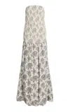 Kallmeyer Blanche Strapless Printed Maxi Gown In Gray