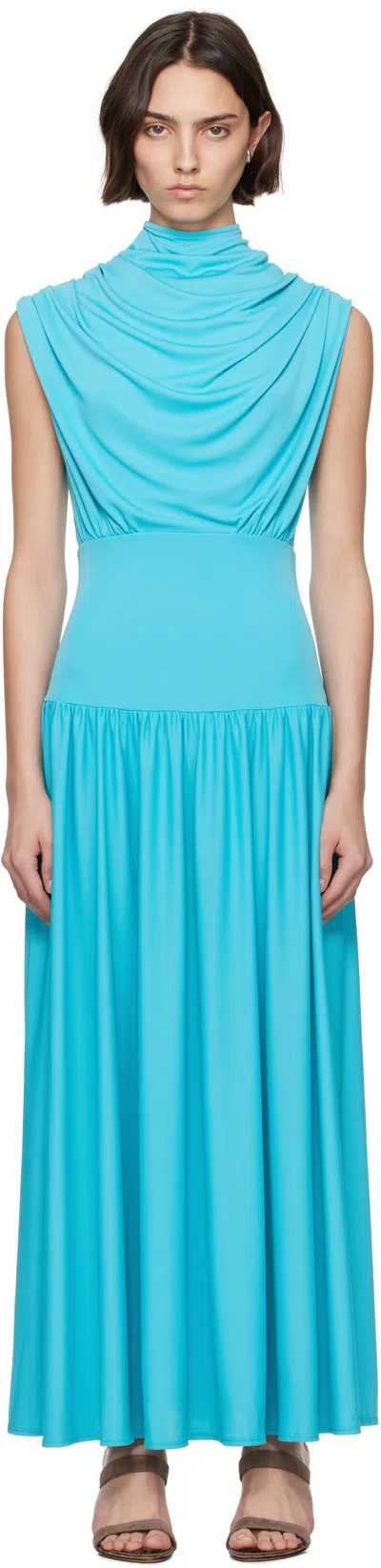 Kallmeyer Blue Victoria Draped Maxi Dress