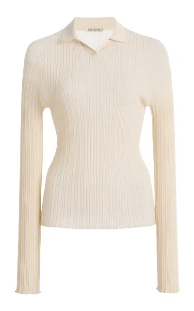 Kallmeyer Caleb Polo Supefine Cotton Rib Top In Neutral