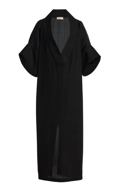 Kallmeyer Calla Off-shoulder Belted Midi Dress In Black