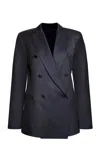 Kallmeyer Carmen Double Breasted Wool Blend Blazer In Blue