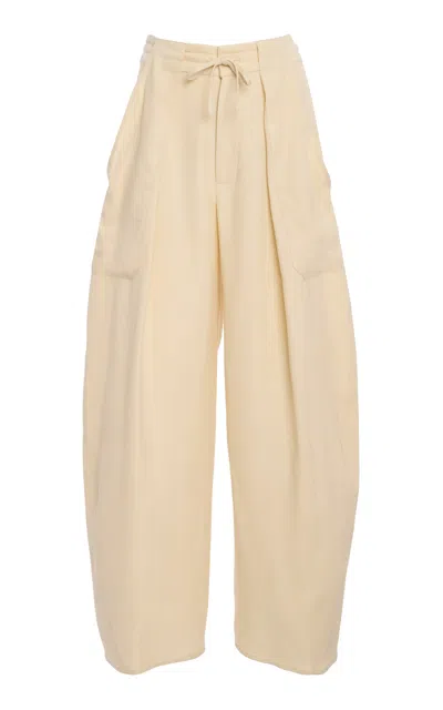 Kallmeyer Clemence Linen-blend Wide-leg Pants In Neutral