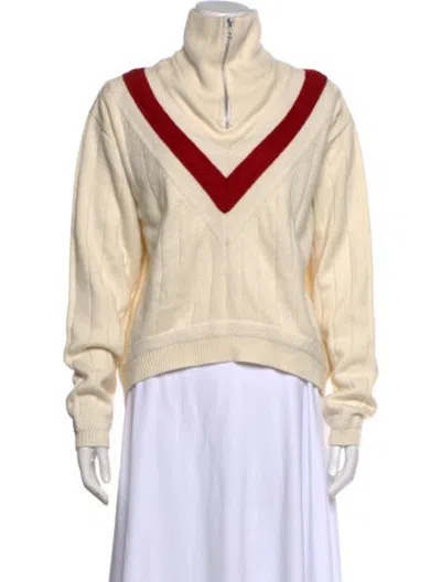 Pre-owned Kallmeyer Colorblock Pattern Mock Neck Sweatshirt In Neutrals