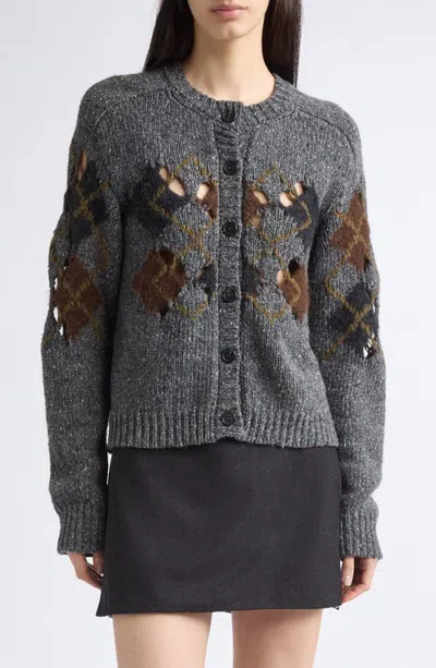 Kallmeyer Colson Argyle Wool Blend Cardigan In Gray