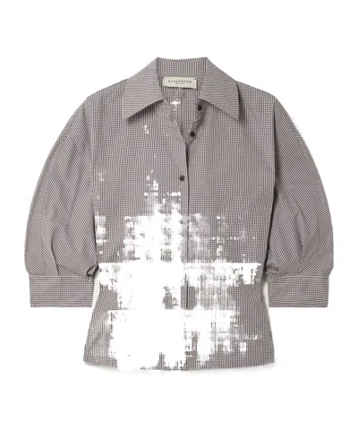 Kallmeyer Colette Cropped Gingham Cotton-poplin Shirt In Gray