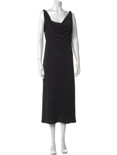 Pre-owned Kallmeyer Cowl Neck Midi Length Dress In Black