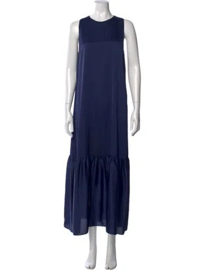 Pre-owned Kallmeyer Crew Neck Long Dress In Blue