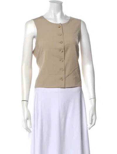 Pre-owned Kallmeyer Crew Neck Sleeveless Button-up Top In Neutrals