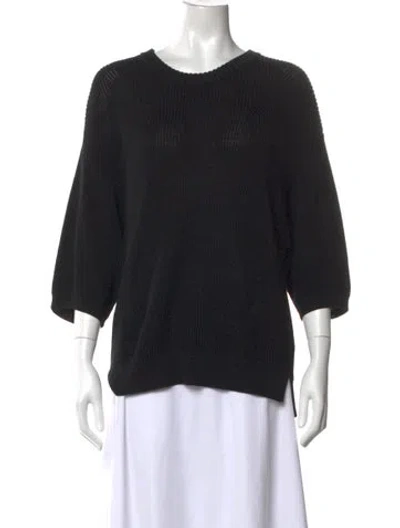 Pre-owned Kallmeyer Crew Neck Three-quarter Sleeve Top In Black