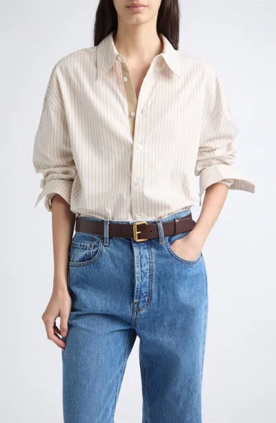 Kallmeyer Dani Oversize Stripe Cotton Poplin Button-up Shirt In Multi