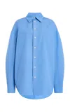 Kallmeyer Dani Poplin Button Down Top In Blue