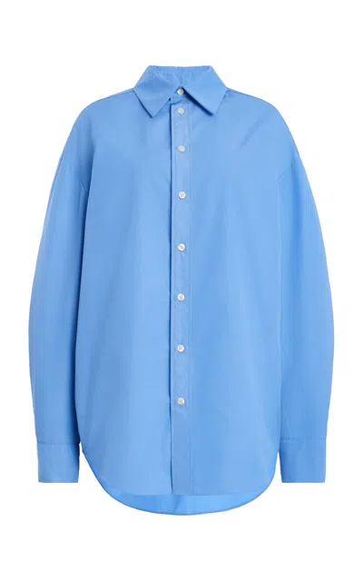 Kallmeyer Dani Poplin Button Down Top In Blue