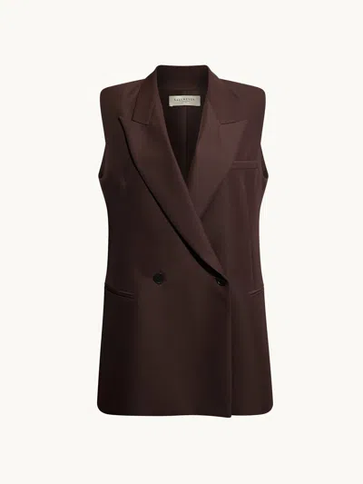 Kallmeyer Deon Sleeveless Blazer Mahogany 2 In Brown