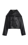 Kallmeyer Dotti Leather Shawl Jacket In Black