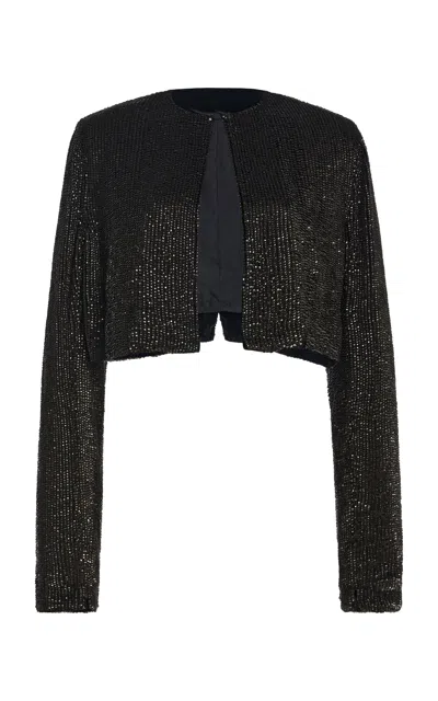 Kallmeyer Elara Prism Sequined Cropped Jacket In Black